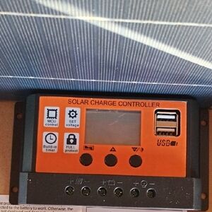 Solar Charge Controller with Solar Panel USB Ports - Orange-NEW